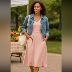 Athleta Women’s Sleeveless Cutout Back Midi Dress L Blush Pink Activewear NWOT